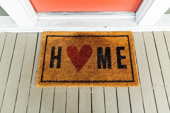Brown Home Printed Rug Beside Door 2949992